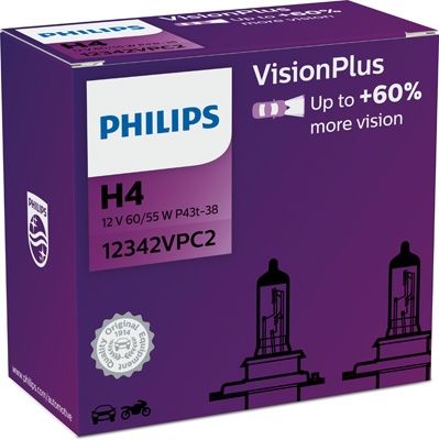 SET 2 BECURI FAR H4 60/55W 12V VISIONPLUS PHILIPS