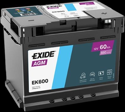 BATERIE EXIDE AGM 60AH 680A 242X 175X190 +DR - NBB - COD NOU: EK620EXI