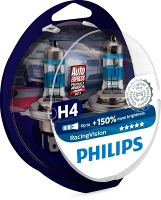 SET 2 BECURI FAR H4 P43t 60/55W 12V RACING VISION PHILIPS